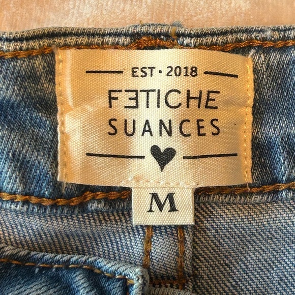 NWOT FETICHE SUANCES Jeans Diamond CZ Studded High Waist Stretch Women’s M Bling - Picture 2 of 14